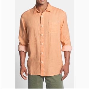 Tommy Bahama Relax orange linen pocket shirt